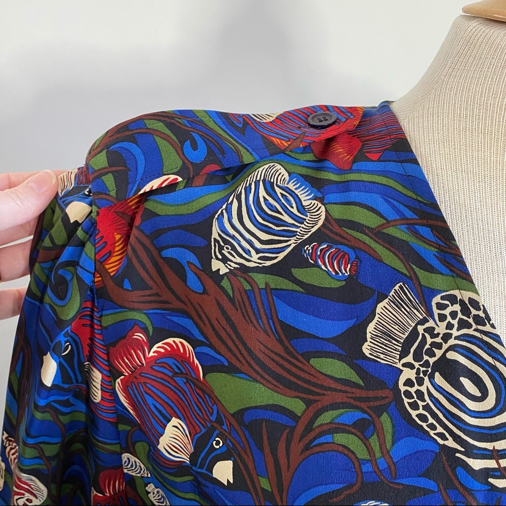 Vintage 90s Gillian tropical fish print dress - Picture 8 of 11